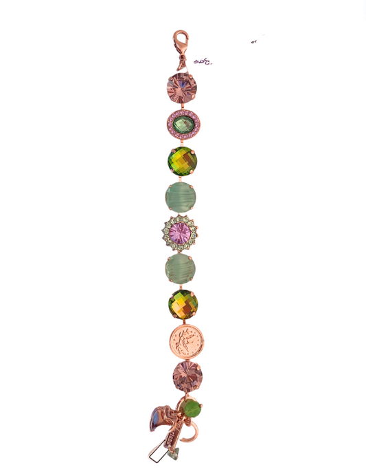 LCIMJB003 - Bracelet -  Green, pink crystals with rose gold.