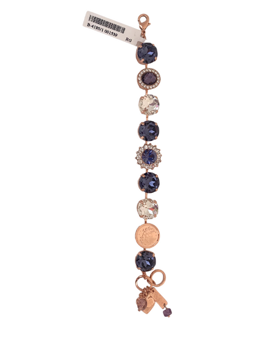 LCIMJB004 - Bracelet -  Blue, Clear crystals with gold.