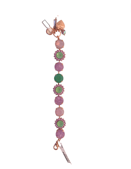 LCIMJB005 - Bracelet -  Green, pink crystals with gold.