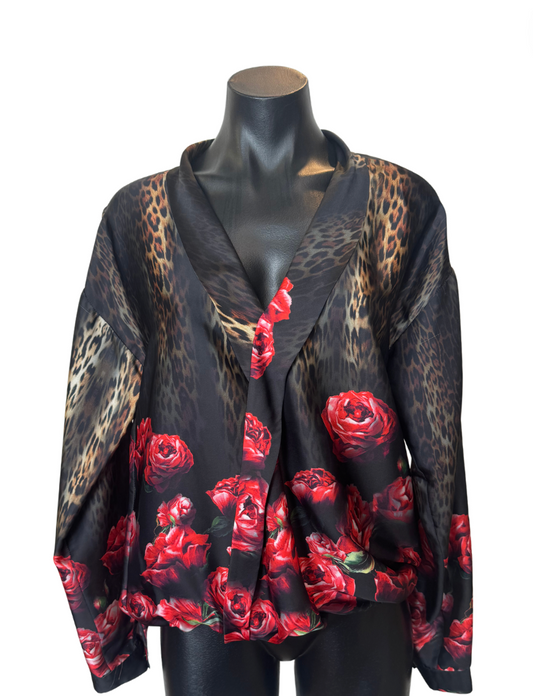 Roses and Leopard silky top