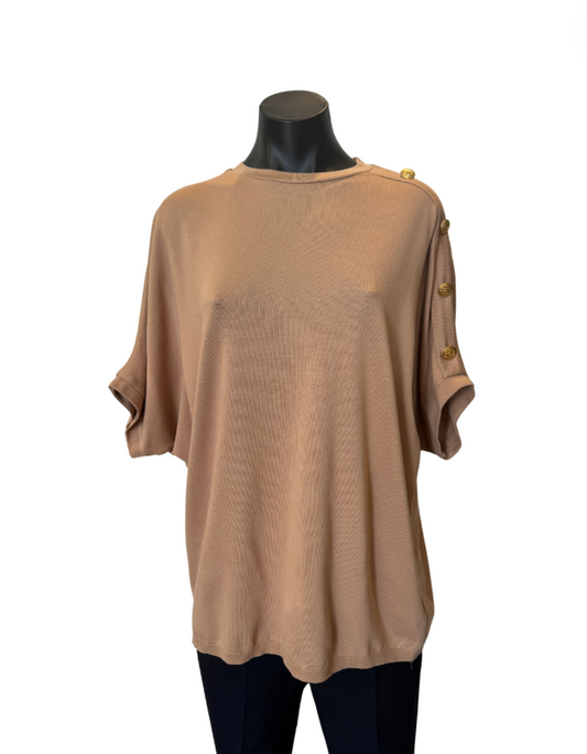 Caramel Basic Top with Buttons