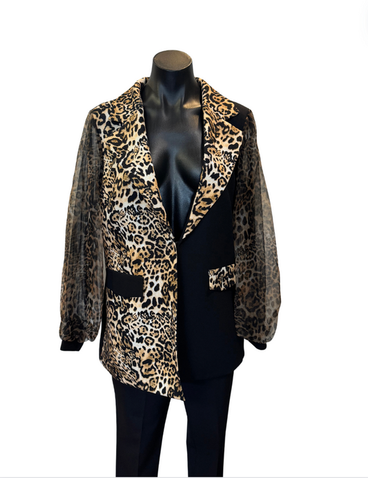 Half and Half Leopard Jacket
