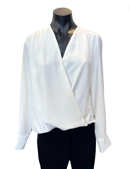 Ivory Crossover Silky Blouse