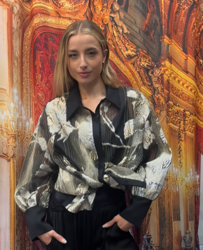 Metallic Blouse Black and Silver