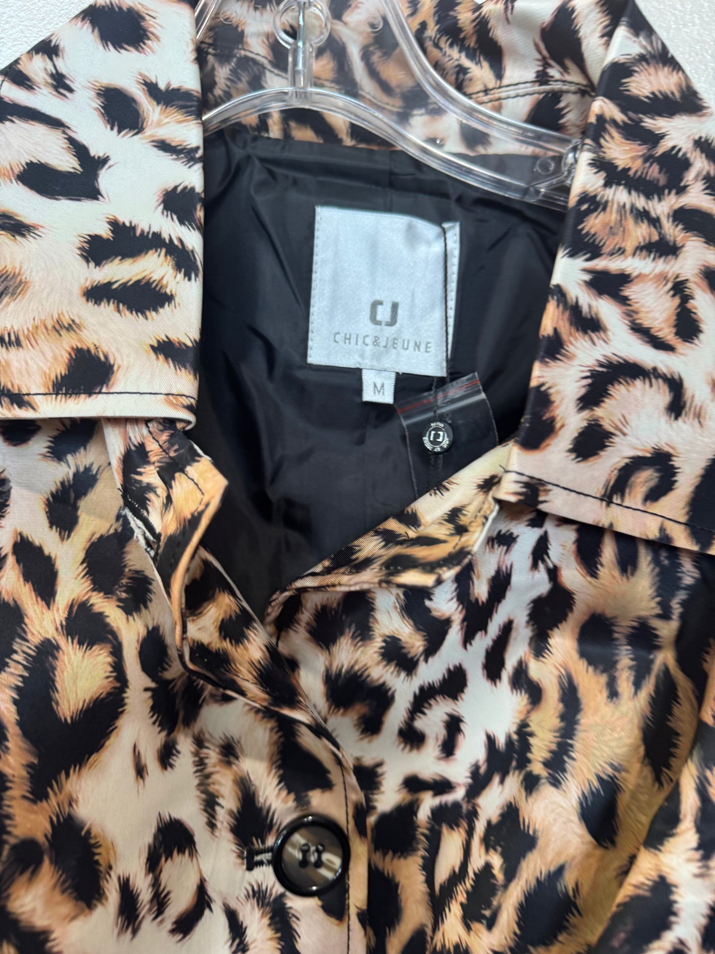 Leopard Print Knee Length Trench Coat