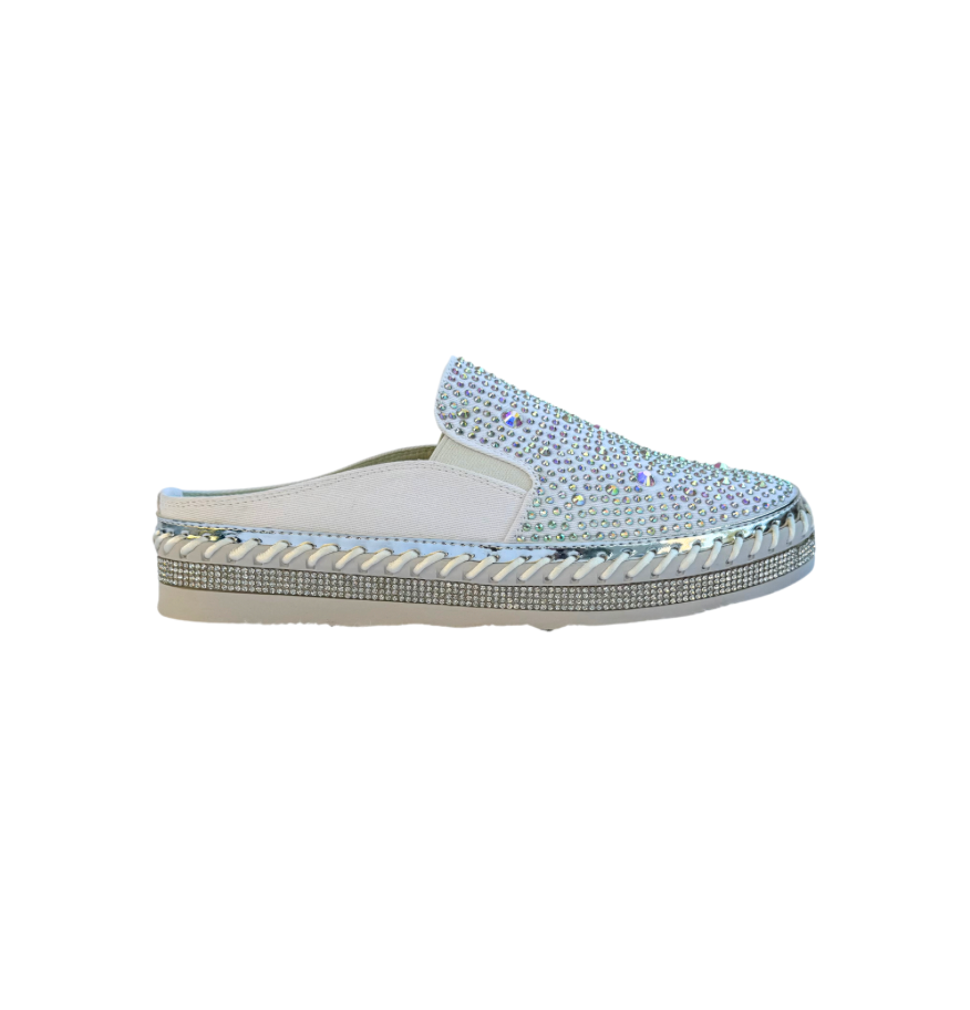 White Bling Slides