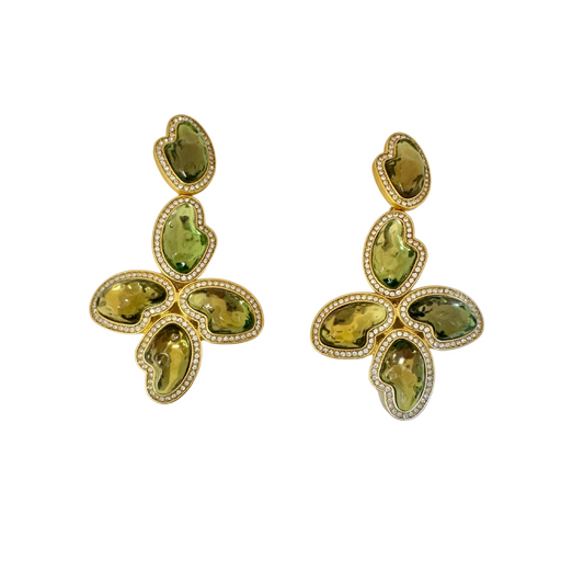 Green Earrings - Clip Ons.