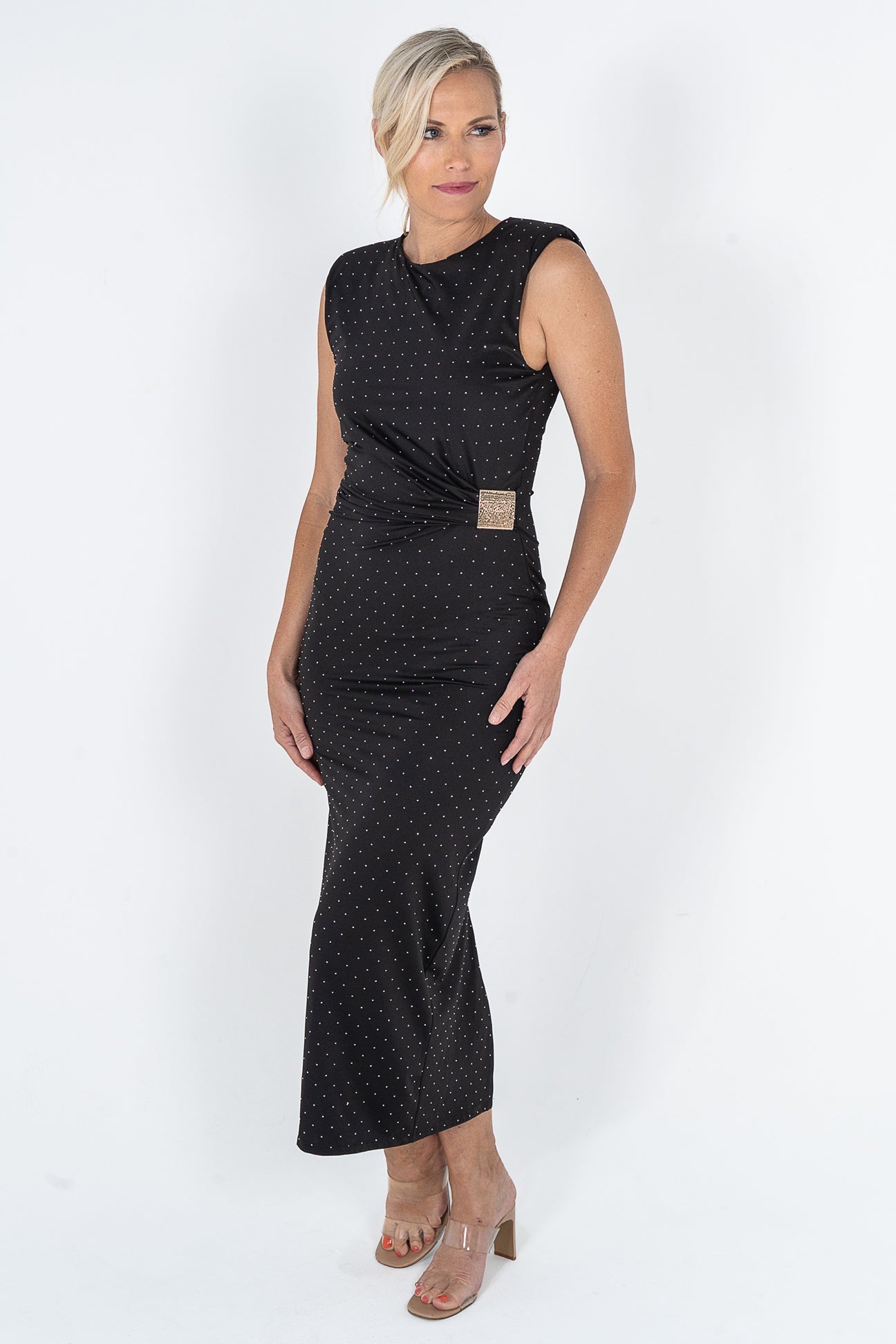 Long Black Crystal Dress