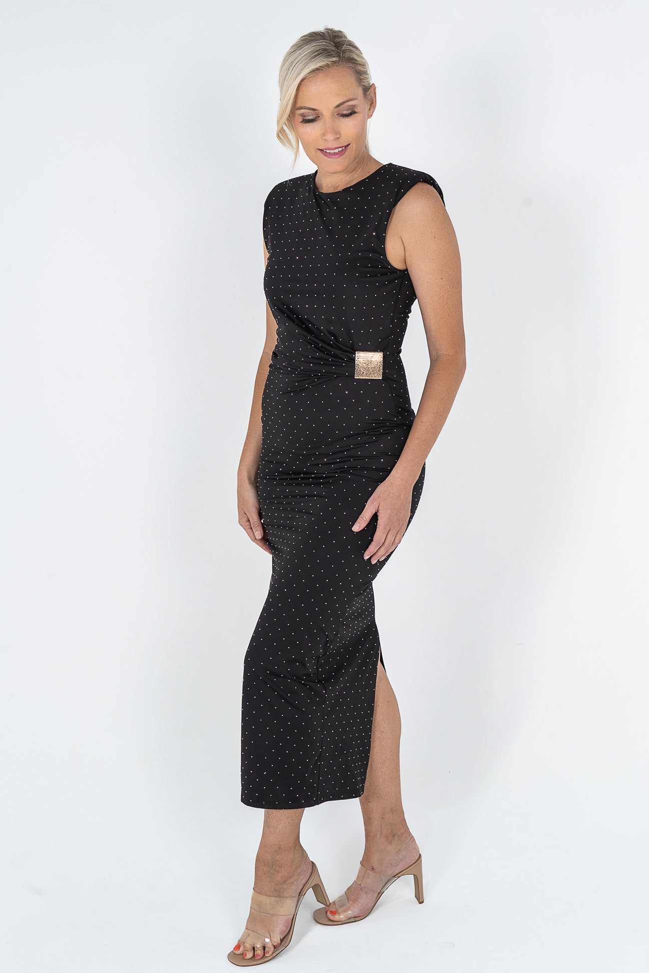 Long Black Crystal Dress