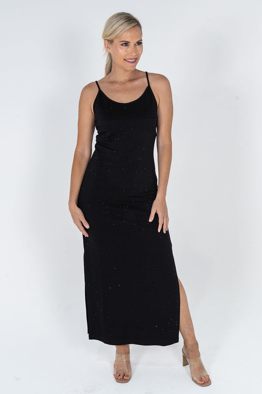 Black Tight Crystal Singlet Dress