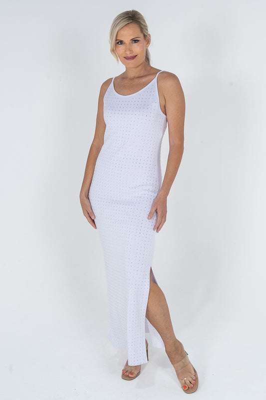 White Tight Crystal Singlet Dress
