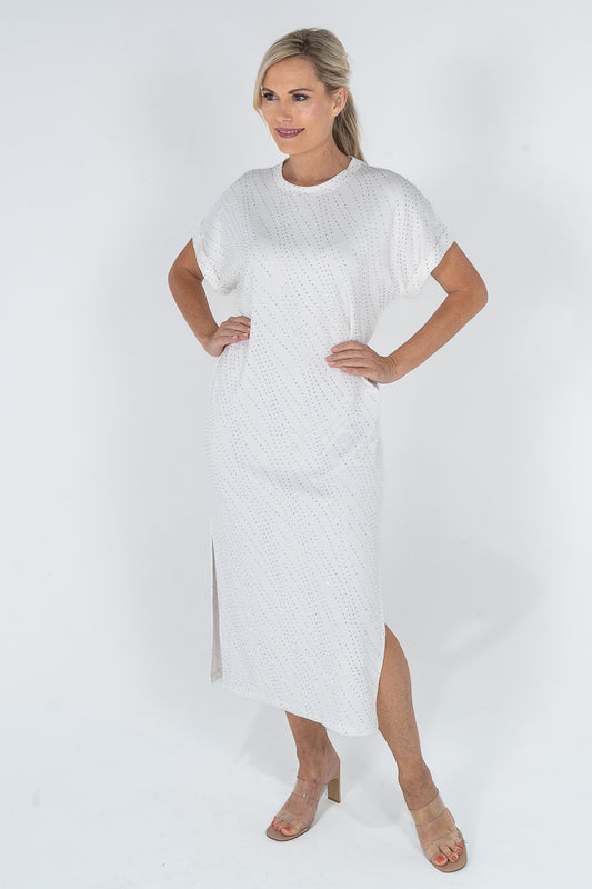 White Long Tee Crystal Dress