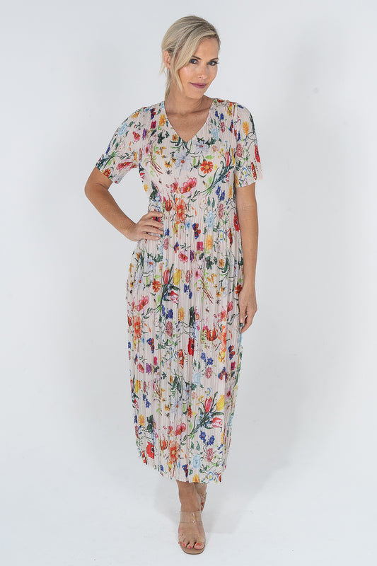 Floral Crinkle Dress with sleeve