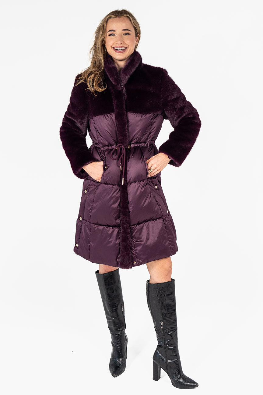 Puffer Jacket with Faux Fur
