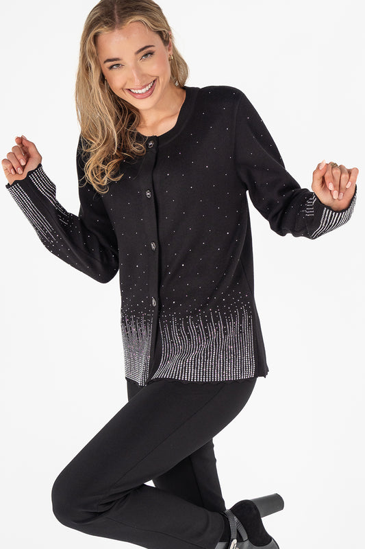 Crystal Embellished Black Cardigan