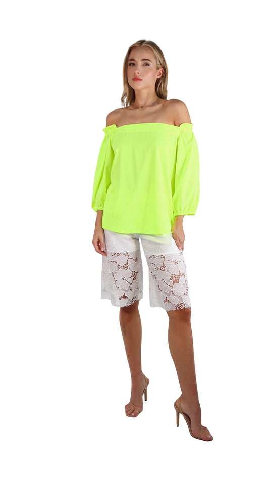 Neon Lime Off Shoulder Top
