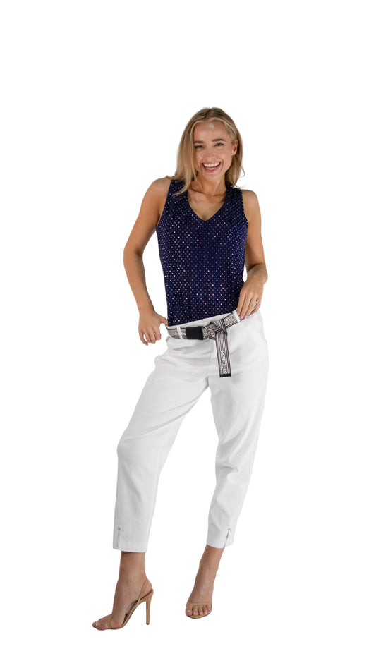 Navy Crystal Embellished Tank